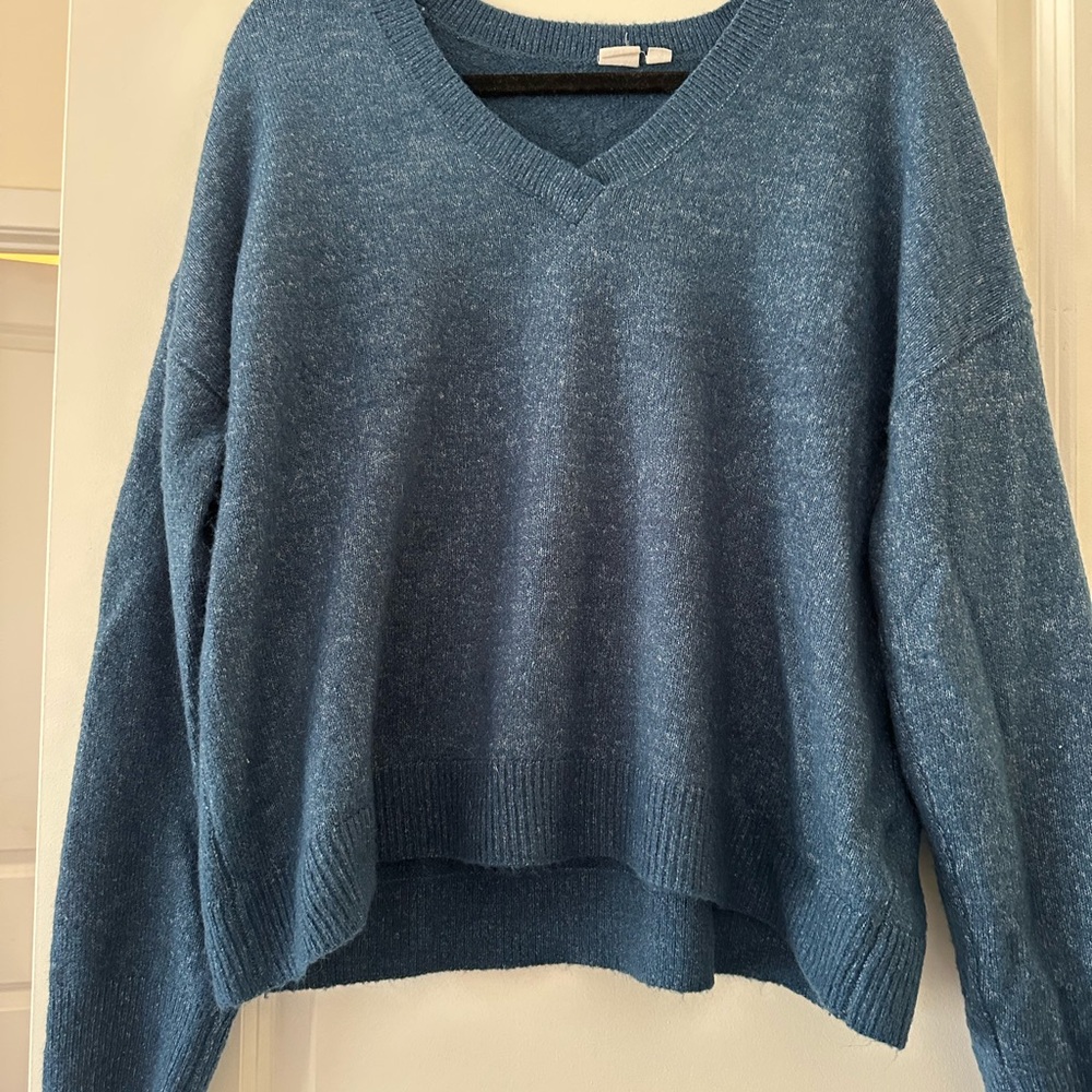 Women's Blue V-Neck Sweater